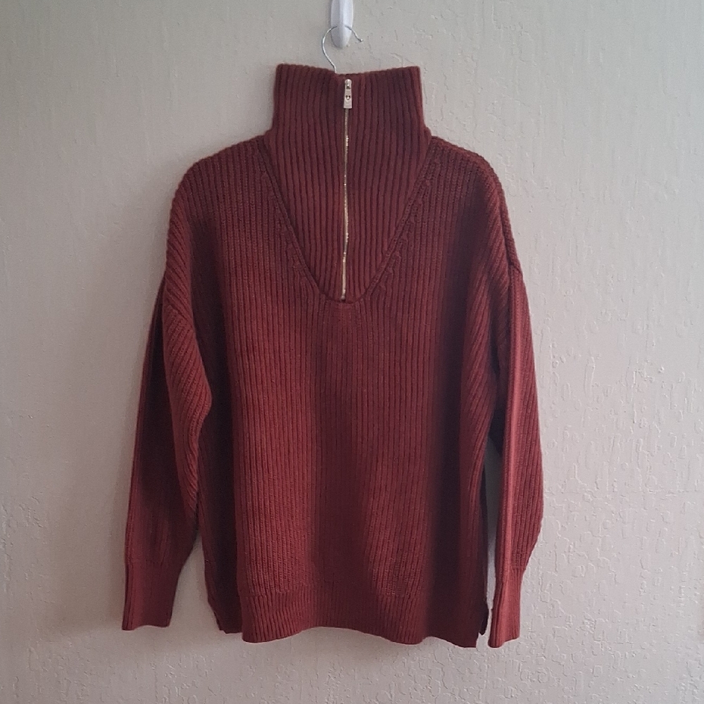 Belle by Kim Gravel Brick Red Turtleneck Sweater